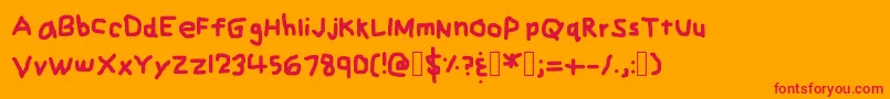 ZehksHandwriting Font – Red Fonts on Orange Background