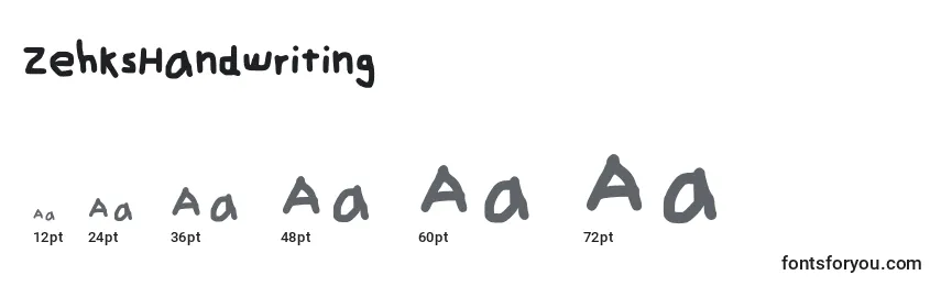 ZehksHandwriting Font Sizes