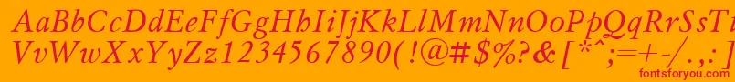 フォントMyslItalic.001.001 – オレンジの背景に赤い文字