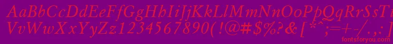 MyslItalic.001.001 Font – Red Fonts on Purple Background