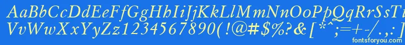 MyslItalic.001.001 Font – Yellow Fonts on Blue Background