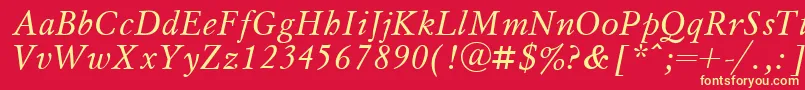 MyslItalic.001.001 Font – Yellow Fonts on Red Background