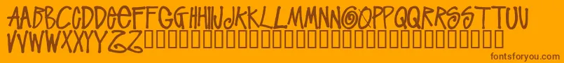 StussyscriptRegular-Schriftart – Braune Schriften auf orangefarbenem Hintergrund