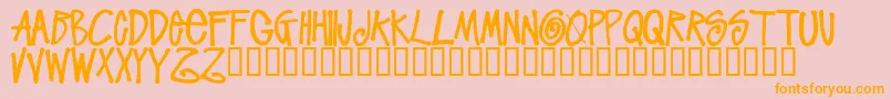 フォントStussyscriptRegular – オレンジの文字がピンクの背景にあります。