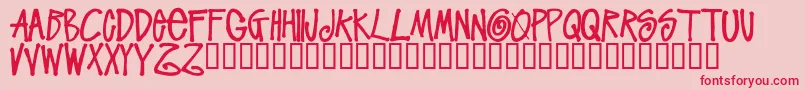 フォントStussyscriptRegular – ピンクの背景に赤い文字