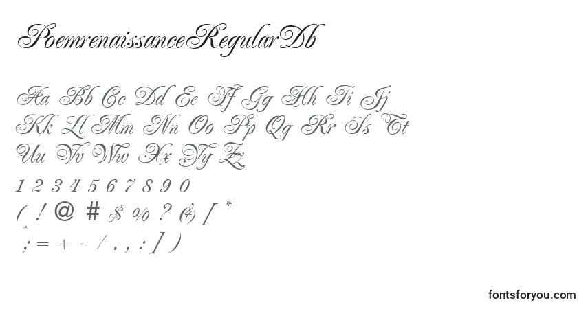 Шрифт PoemrenaissanceRegularDb – алфавит, цифры, специальные символы