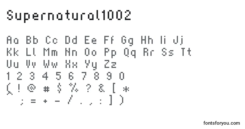 Czcionka Supernatural1002 – alfabet, cyfry, specjalne znaki