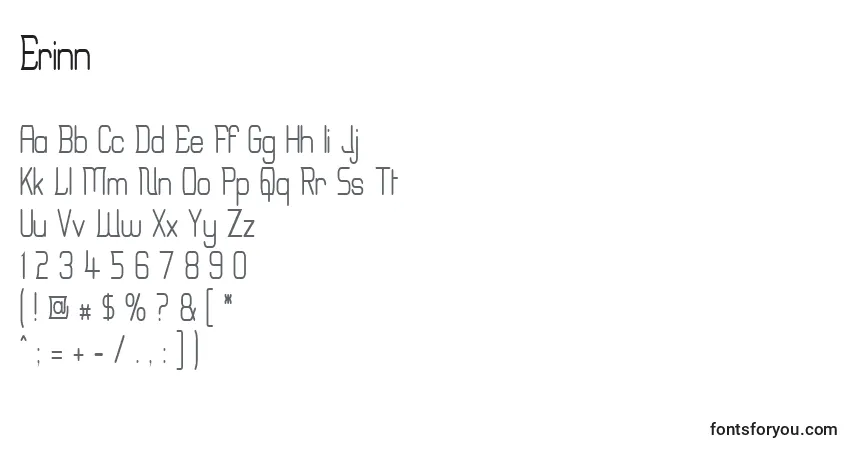 Schriftart Erinn – Alphabet, Zahlen, spezielle Symbole