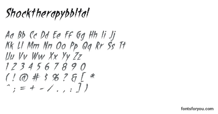 Schriftart ShocktherapybbItal – Alphabet, Zahlen, spezielle Symbole