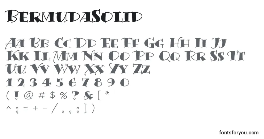 A fonte BermudaSolid – alfabeto, números, caracteres especiais