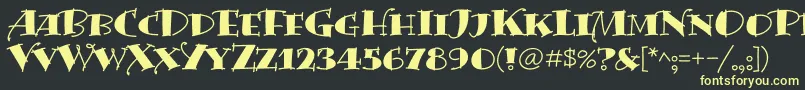 フォントBermudaSolid – 黒い背景に黄色の文字