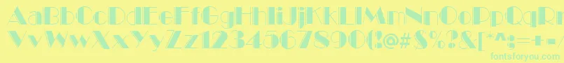 MarqueeEngravedRegular-Schriftart – Grüne Schriften auf gelbem Hintergrund