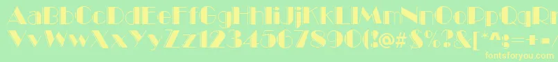 MarqueeEngravedRegular-Schriftart – Gelbe Schriften auf grünem Hintergrund