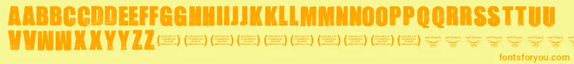 Weitere Informationen zur CookcountyjailhouseRegular-Schriftart CookcountyjailhouseRegular-Schriftart – Orangefarbene Schriften auf gelbem Hintergrund
