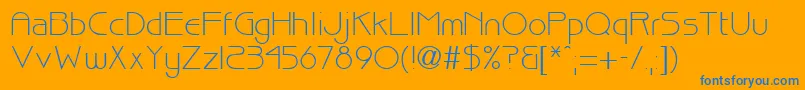 BiscuitRegularDb-Schriftart – Blaue Schriften auf orangefarbenem Hintergrund