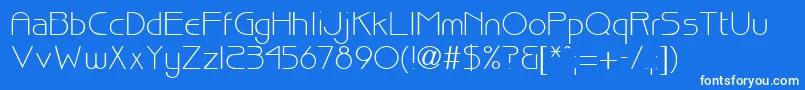 BiscuitRegularDb-Schriftart – Weiße Schriften auf blauem Hintergrund