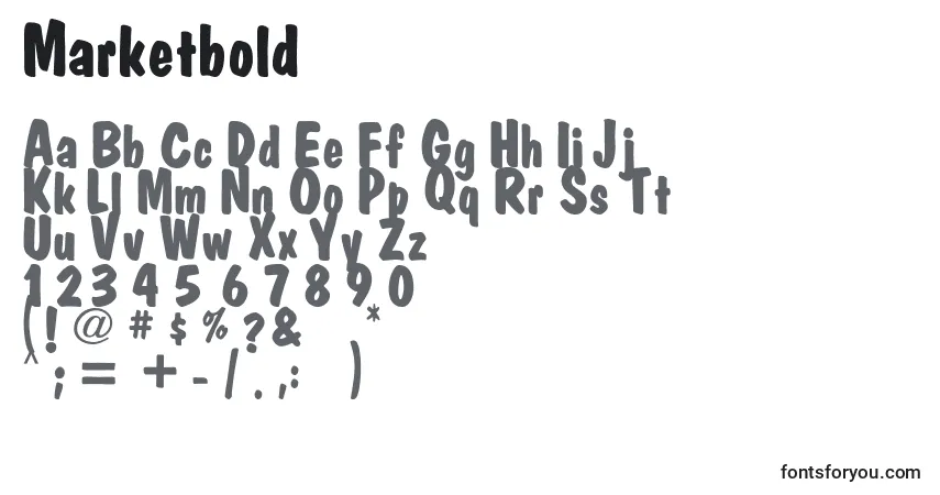 A fonte Marketbold – alfabeto, números, caracteres especiais