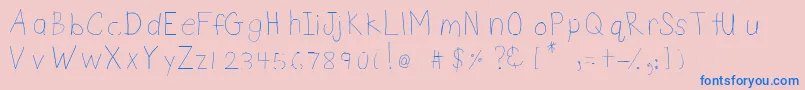 DsnetChild-Schriftart – Blaue Schriften auf rosa Hintergrund