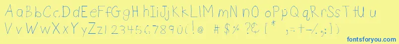 DsnetChild Font – Blue Fonts on Yellow Background