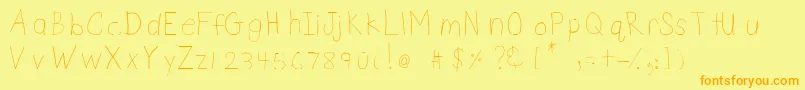DsnetChild-Schriftart – Orangefarbene Schriften auf gelbem Hintergrund
