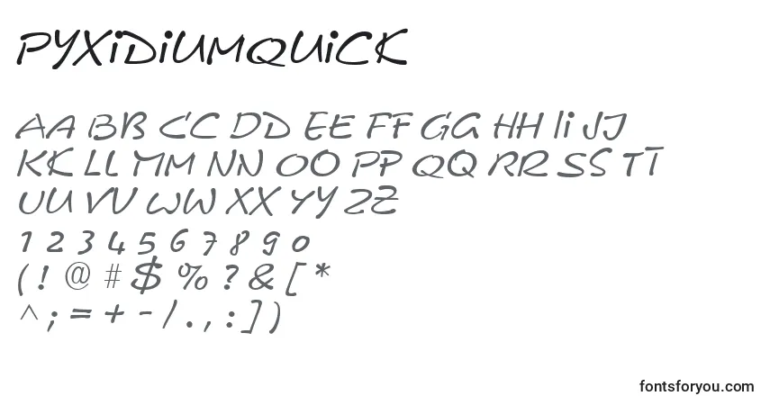 A fonte PyxidiumQuick – alfabeto, números, caracteres especiais