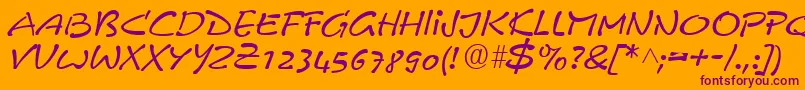 PyxidiumQuick-Schriftart – Violette Schriften auf orangefarbenem Hintergrund