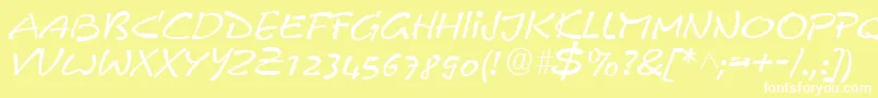 フォントPyxidiumQuick – 黄色い背景に白い文字
