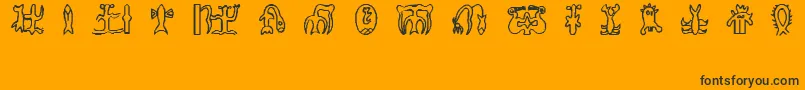 Fonte RongorongoGlyphs – fontes pretas em um fundo laranja