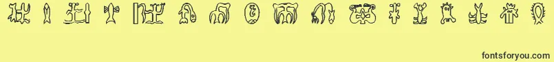 Fonte RongorongoGlyphs – fontes pretas em um fundo amarelo