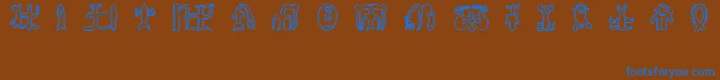 RongorongoGlyphs Font – Blue Fonts on Brown Background