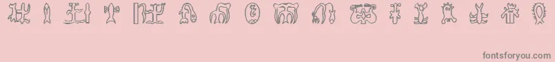 RongorongoGlyphs-Schriftart – Graue Schriften auf rosa Hintergrund