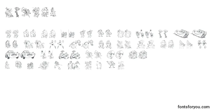 A fonte Pixar1 – alfabeto, números, caracteres especiais