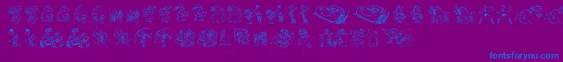 Pixar1-Schriftart – Blaue Schriften auf violettem Hintergrund