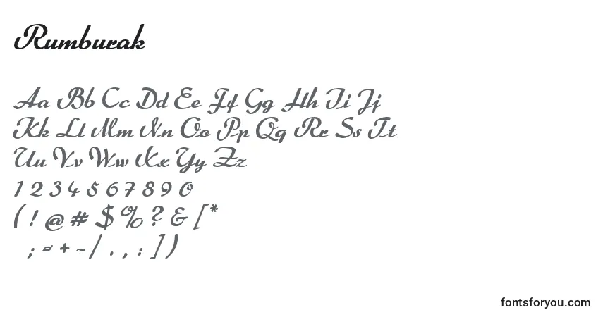 Schriftart Rumburak – Alphabet, Zahlen, spezielle Symbole
