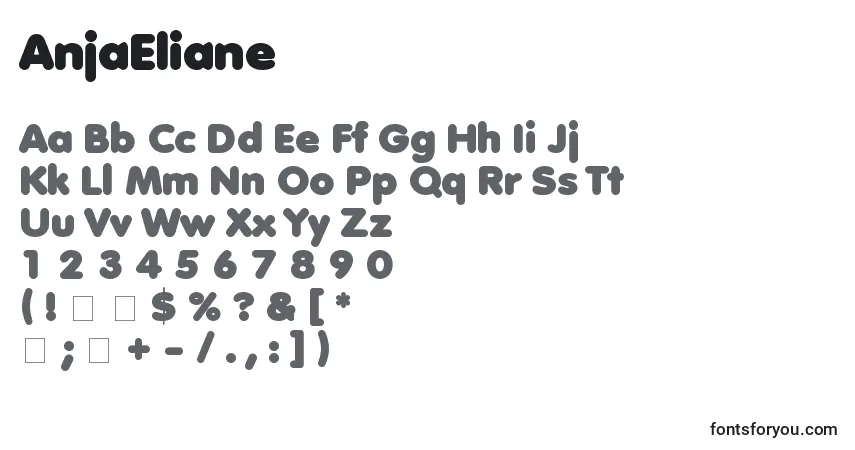 AnjaEliane-fontti – aakkoset, numerot, erikoismerkit
