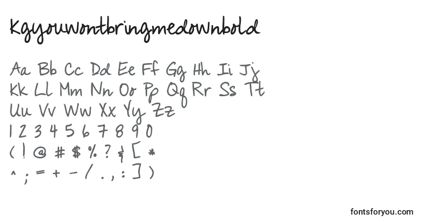 Czcionka Kgyouwontbringmedownbold – alfabet, cyfry, specjalne znaki