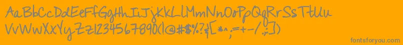 Kgyouwontbringmedownbold-Schriftart – Graue Schriften auf orangefarbenem Hintergrund