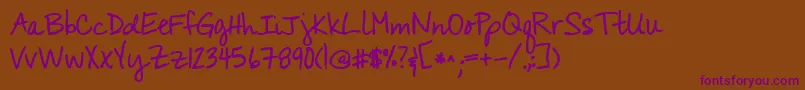 Kgyouwontbringmedownbold Font – Purple Fonts on Brown Background