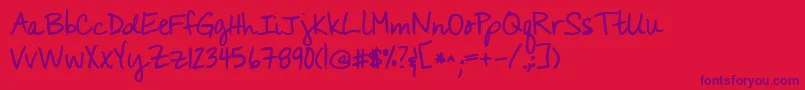 Kgyouwontbringmedownbold-Schriftart – Violette Schriften auf rotem Hintergrund
