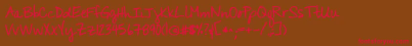 フォントKgyouwontbringmedownbold – 赤い文字が茶色の背景にあります。