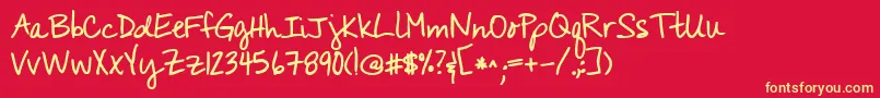フォントKgyouwontbringmedownbold – 黄色の文字、赤い背景