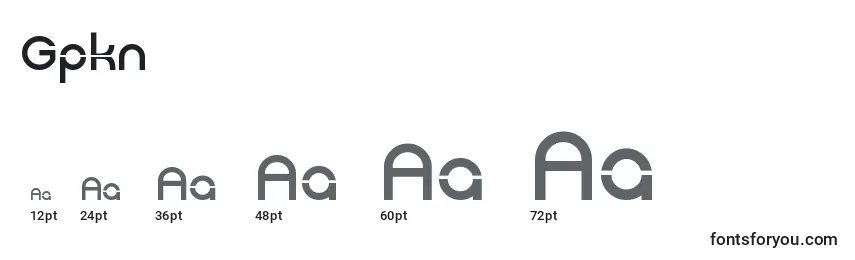 Größen der Schriftart Gpkn