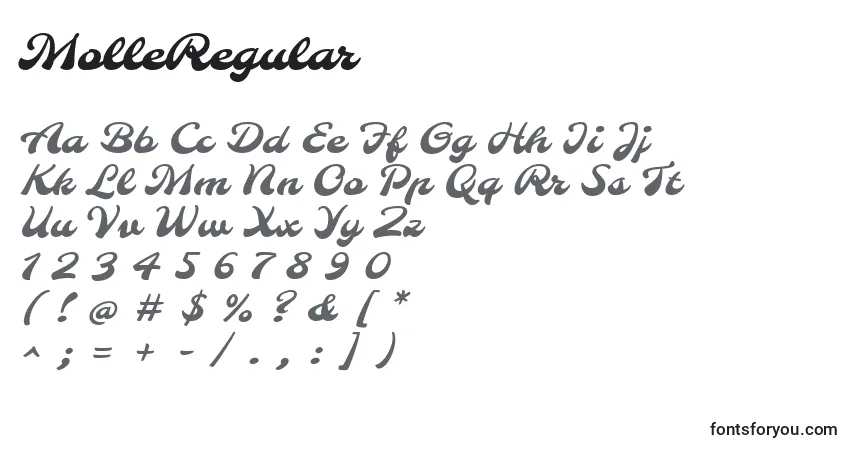 Czcionka MolleRegular – alfabet, cyfry, specjalne znaki