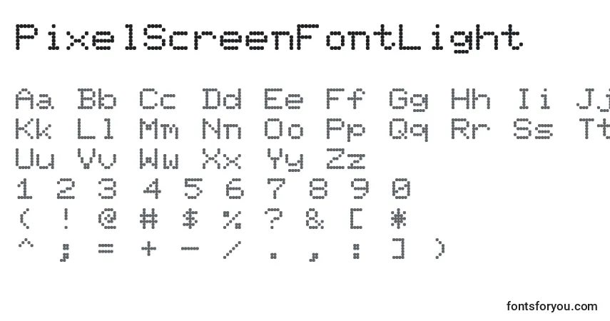 PixelScreenFontLight-fontti – aakkoset, numerot, erikoismerkit