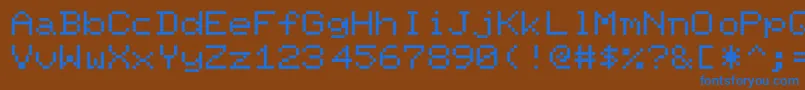 Czcionka PixelScreenFontLight – niebieskie czcionki na brązowym tle