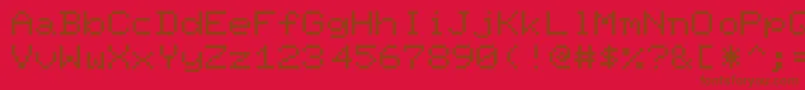 PixelScreenFontLight-Schriftart – Braune Schriften auf rotem Hintergrund