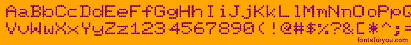 PixelScreenFontLight-fontti – violetit fontit oranssilla taustalla