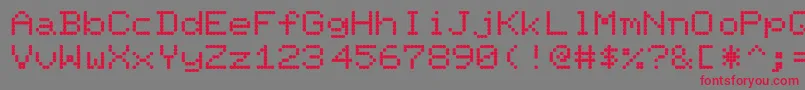 フォントPixelScreenFontLight – 赤い文字の灰色の背景