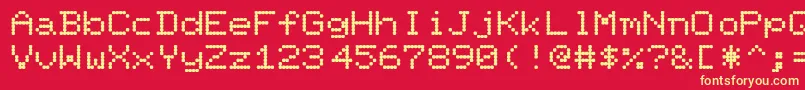 PixelScreenFontLight Font – Yellow Fonts on Red Background