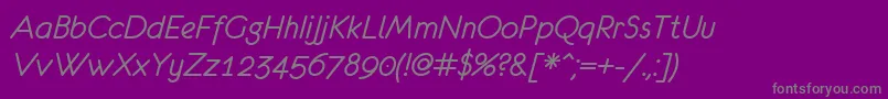 EurofurenceItalic-Schriftart – Graue Schriften auf violettem Hintergrund